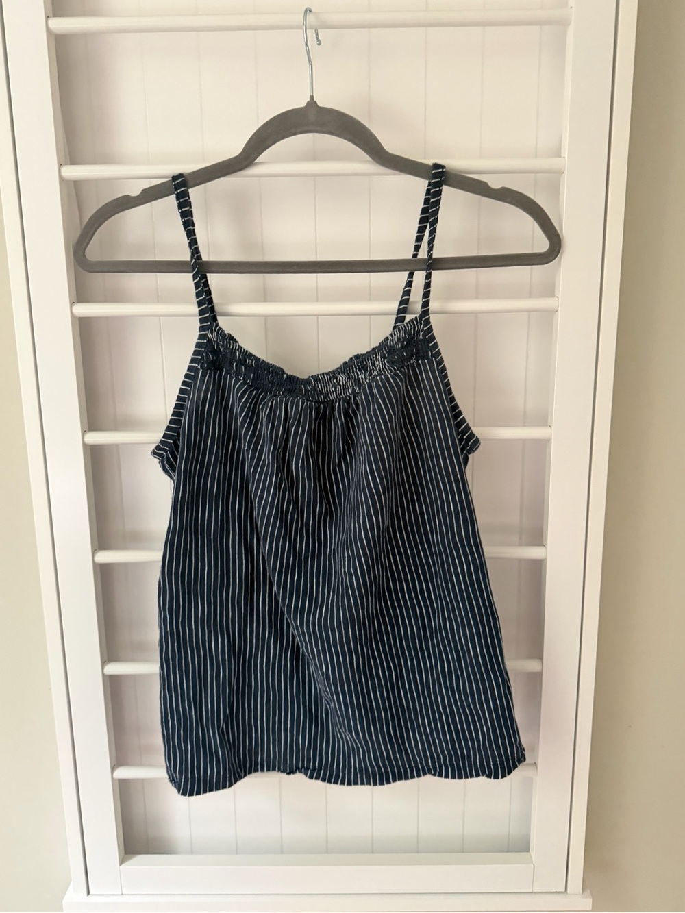 Universal Thread Navy Pinstripe Smocked Babydoll Cami Tank